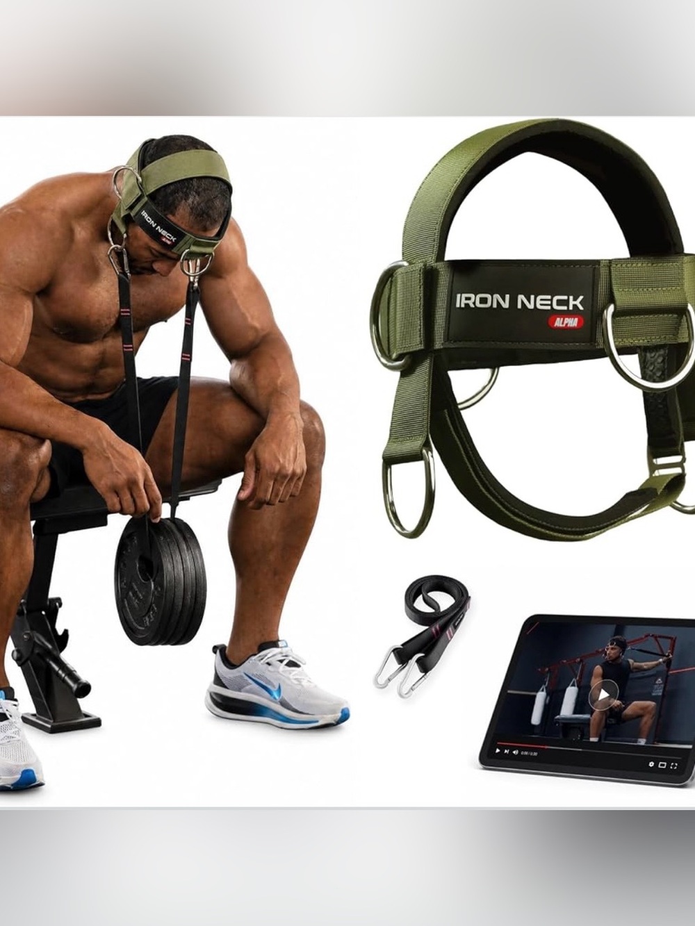 Iron Neck Alpha Olive Green Neck Training Harness for Men